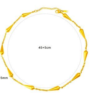 DISTINCT GOLD DIP CHAIN NECKLACE WITH CHAIN LINKING A GEOMETRIC CARROT SHAPE